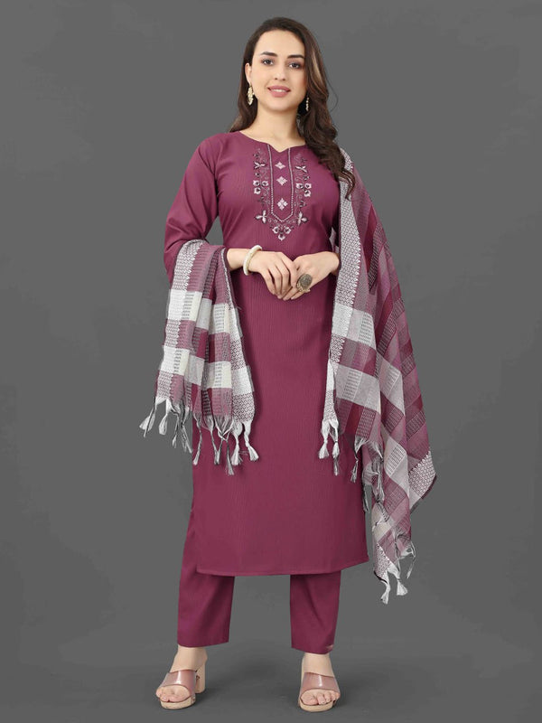 Mauve Cotton Blend Pant Suit 192381